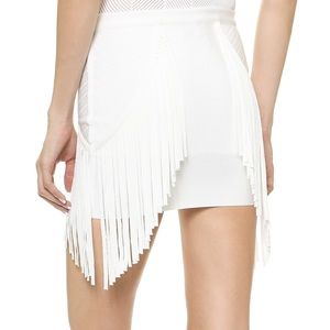 Torn by Robby Kobo White Fringe Mini Skirt